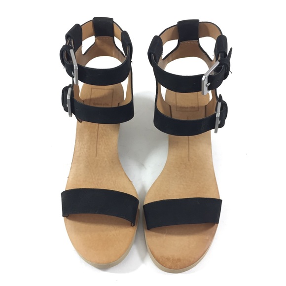 Dolce Vita Dual West Black Nubuck Sandals Heels - Picture 2 of 7